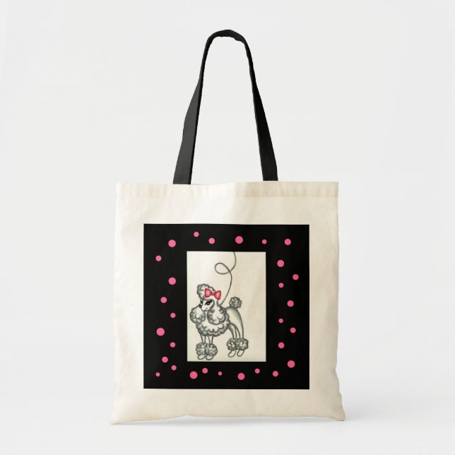 Bolsa de Poodle Rosa Negro Retro Cincuenta (Frente)