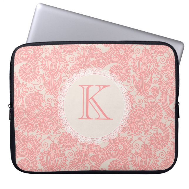 Bolsa de portátil elegante Monograma Paisley Desig (Frente)