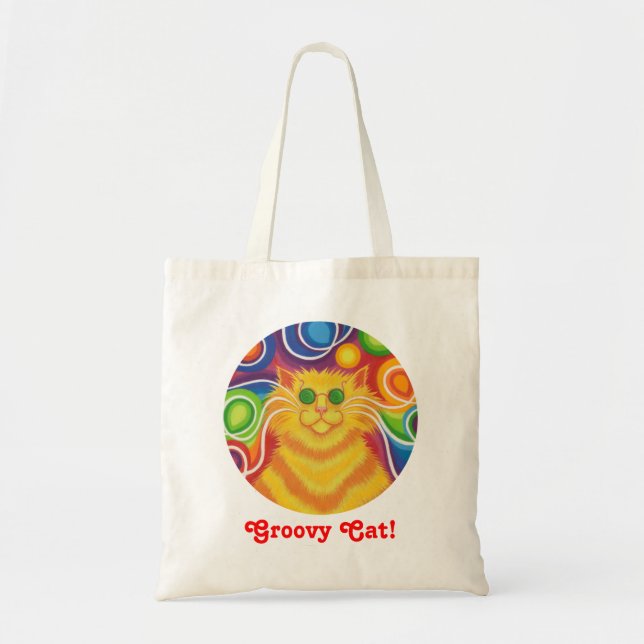 Bolsa de psy-cat-delic redondo "Groovy Cat" (Frente)