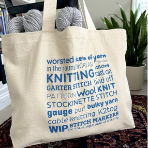 Bolsa de punto - Collage de palabras de Knitter