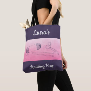 Bolsa de punto, personalizada, púrpura y rosa