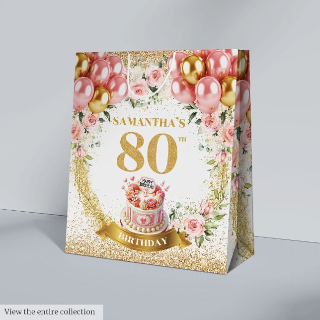 Bolsa de Purpurina Boho de cumpleaños número 80 (Stylish Gold Number 80th Birthday Boho Glitter Bag)