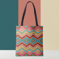 Bolsa de rayas en zig zag abstracto multicolor