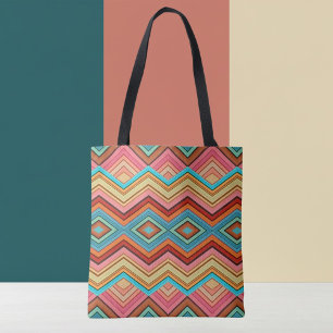 Bolsa de rayas en zig zag abstracto multicolor