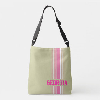 Bolsa de rayas marrón rosa y espina verde