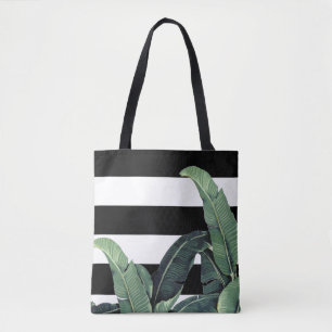 Bolsa de rayas tropicales de hojas de plátano - i