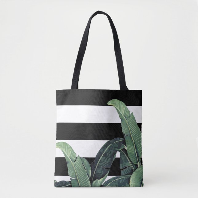 Bolsa de rayas tropicales de hojas de plátano - im (Anverso)