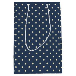 Bolsa de regalo azul oscuro con puntos de polka