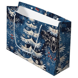 Bolsa de regalo azul para el árbol de Navidad blan