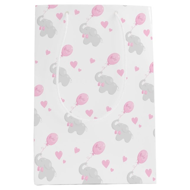 Bolsa de regalo barata Baby Shower Chica elefante  (Anverso)