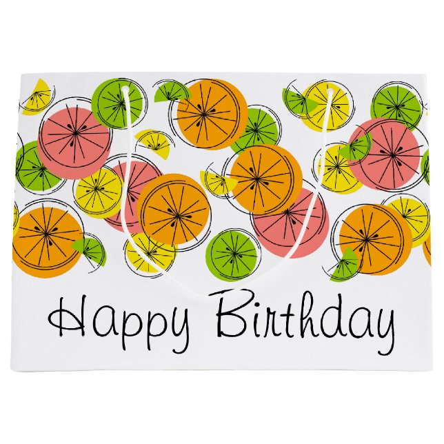 Bolsa de regalo Citrus Happy Birthday grande (Anverso)