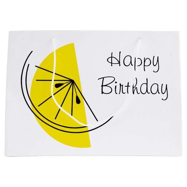 Bolsa de regalo Citrus Lemon Happy Birday grande (Anverso)