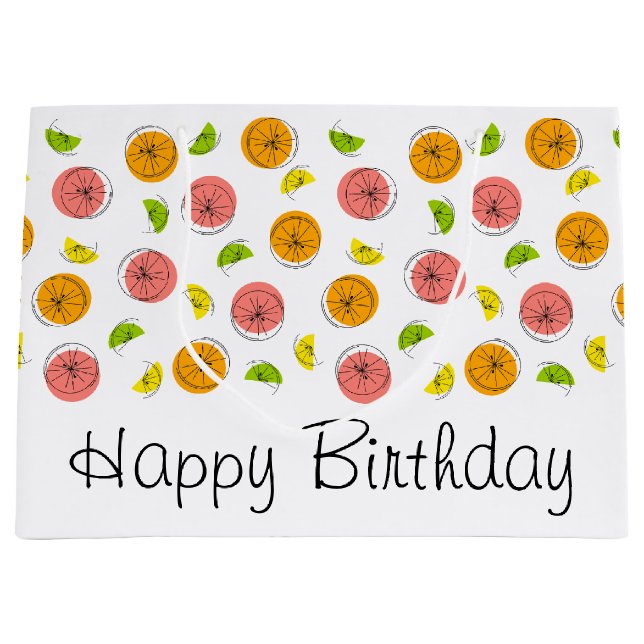 Bolsa de regalo Citrus Multi Happy Birday grande (Anverso)