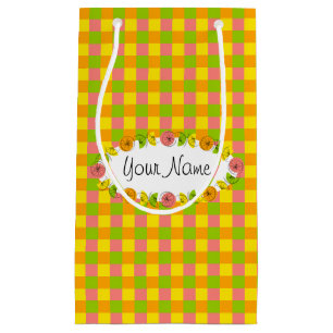 Bolsa de regalo Citrus Oval Check Name pequeña
