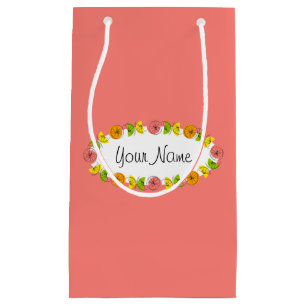 Bolsa de regalo Citrus Oval Pink Name pequeña