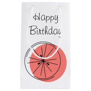 Bolsa de regalo Citrus Pink Happy Birday pequeña