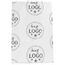 Bolsa de regalo clásica blanca media con logotipo
