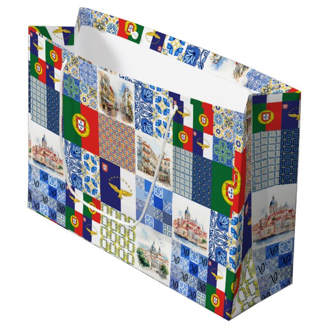 Bolsa de regalo con bandera de Portugal y bandera  (Angulo Anverso)