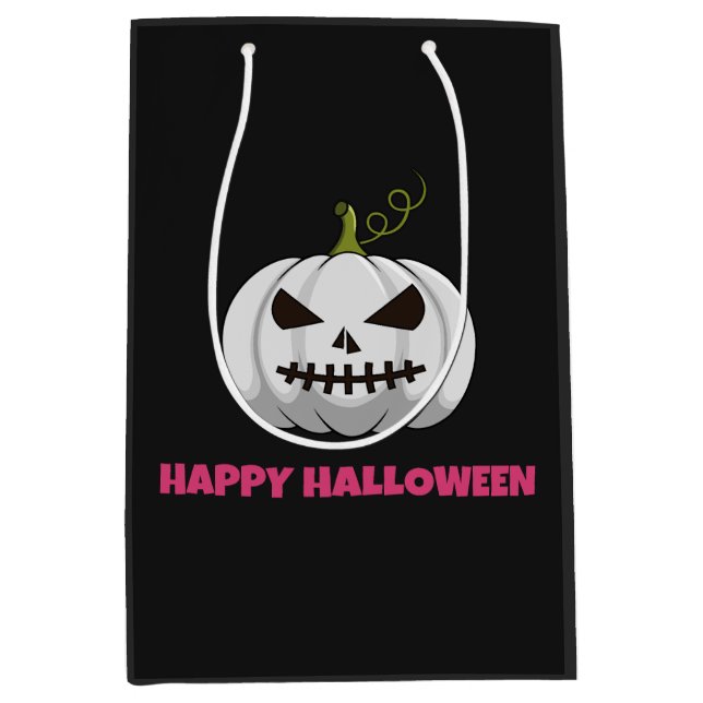 Bolsa de regalo con calabaza blanca, Halloween ros (Anverso)