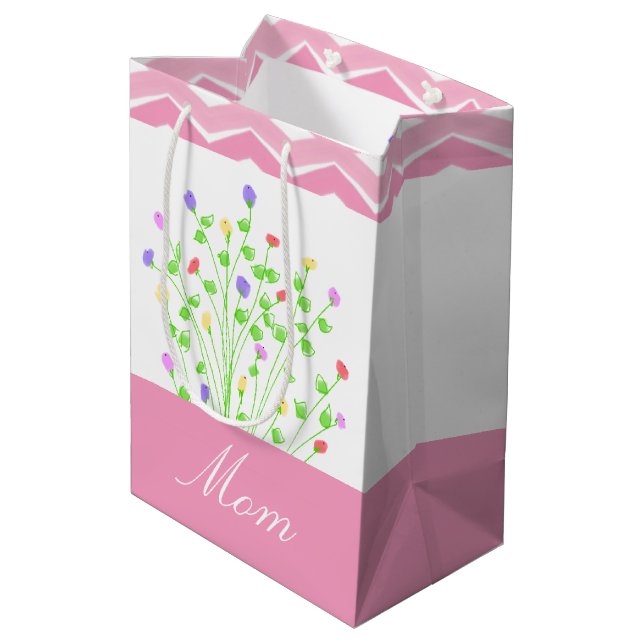 Bolsa De Regalo Con Patrón Rosa Para Mamá (Angulo reverso)