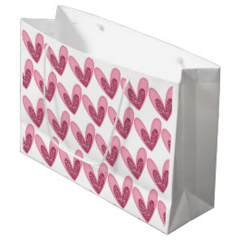 Bolsa de regalo - Corazones de purpurina rosa