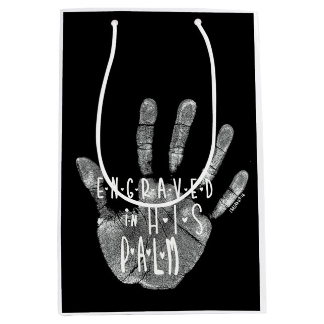 Bolsa de regalo cristiana Isaiah 49:16 grabada (Anverso)