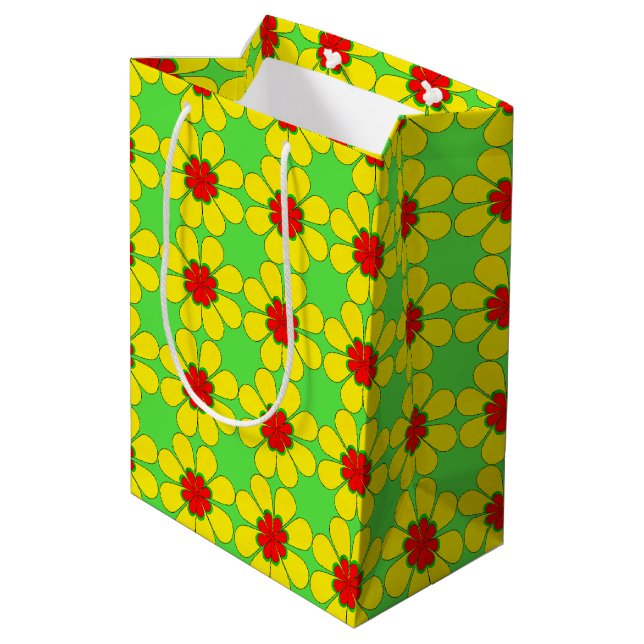 Bolsa de regalo - Daisises estilizados en verde (Angulo reverso)