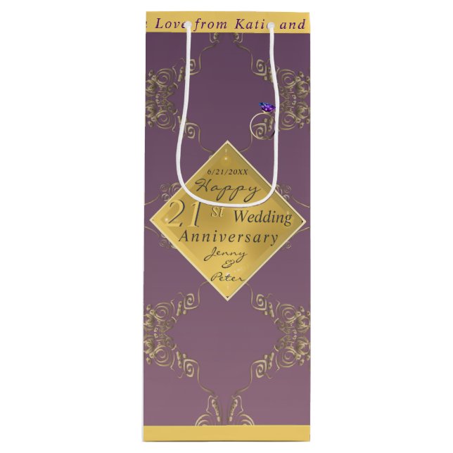 Bolsa de regalo de 21 años de Boda Brass & Iolite (Anverso)