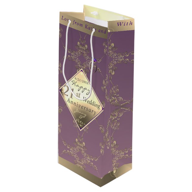 Bolsa de regalo de 21 años de Boda Brass & Iolite (Angulo Anverso)