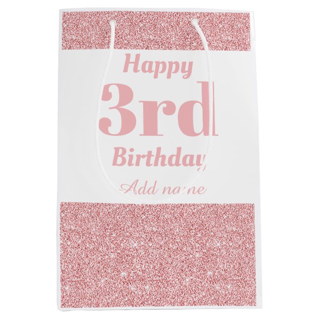 Bolsa de regalo de 3 cumpleaños personalizada y el (Anverso)