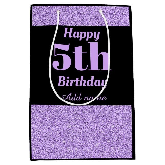 Bolsa de regalo de 5 cumpleaños personalizada y el (Anverso)