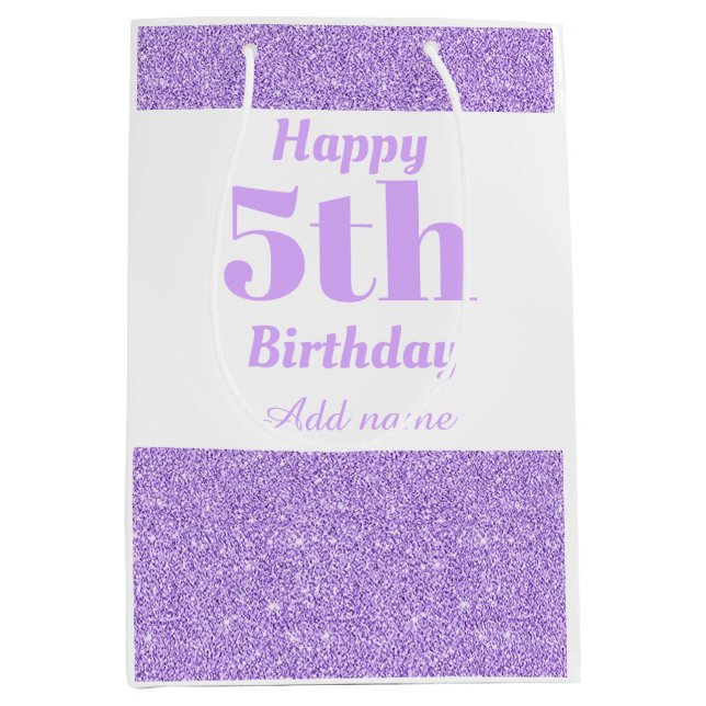 Bolsa de regalo de 5 cumpleaños personalizada y el (Anverso)