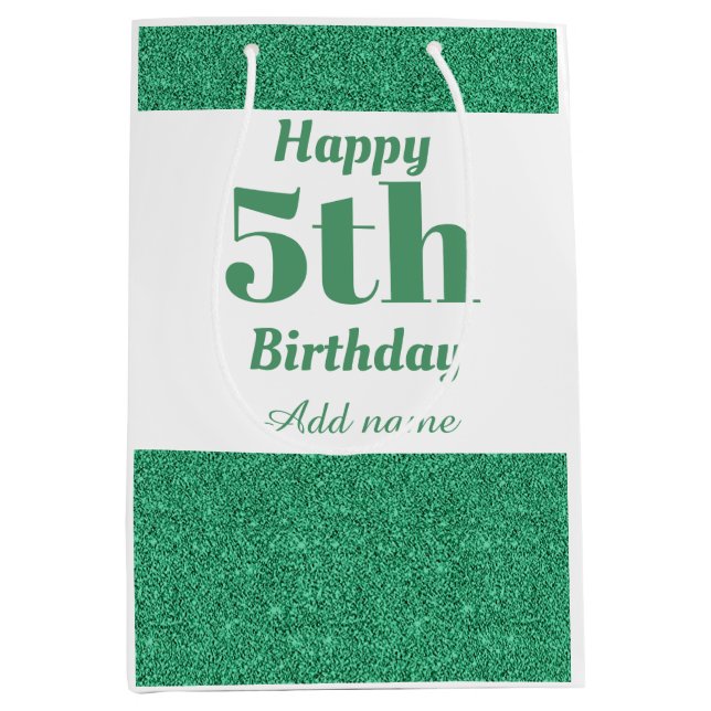 Bolsa de regalo de 5 cumpleaños personalizada y el (Anverso)