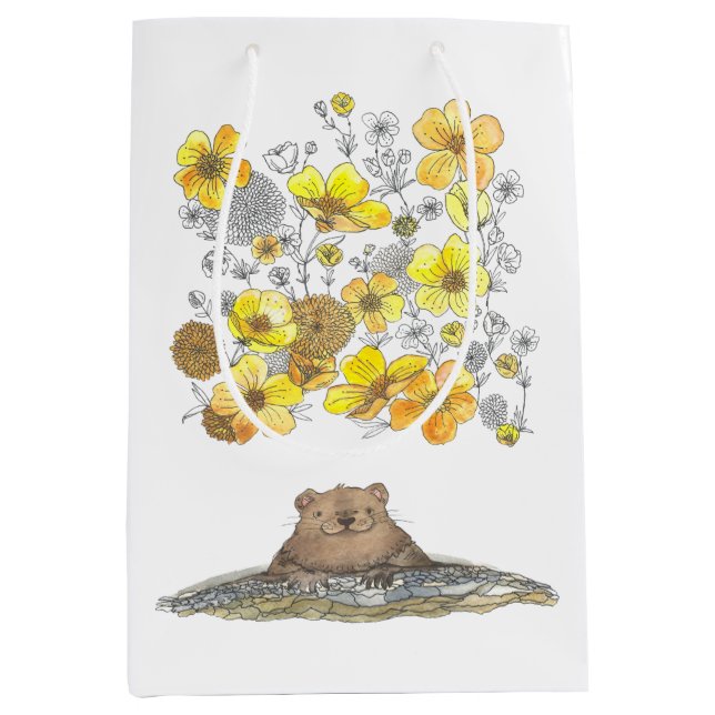Bolsa de regalo de acuarela de Groundhog Day Sprin (Anverso)