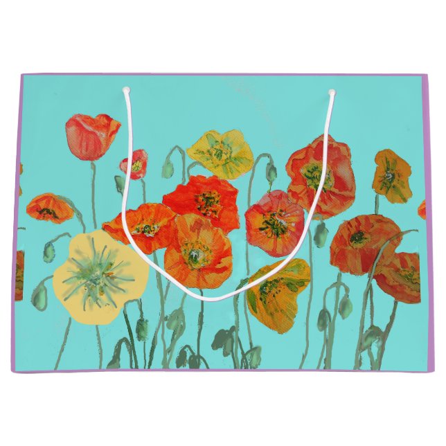 Bolsa de regalo de acuarela floral amapolas amapol (Anverso)