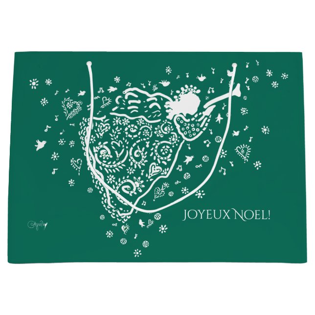 Bolsa de regalo de Ángel Verde y Blanco (Anverso)