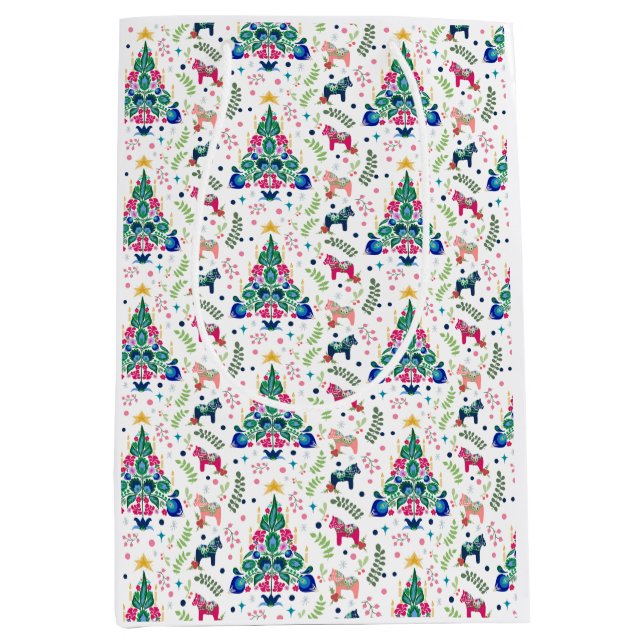 Bolsa de regalo de árbol de Navidad de arte folcló (Anverso)