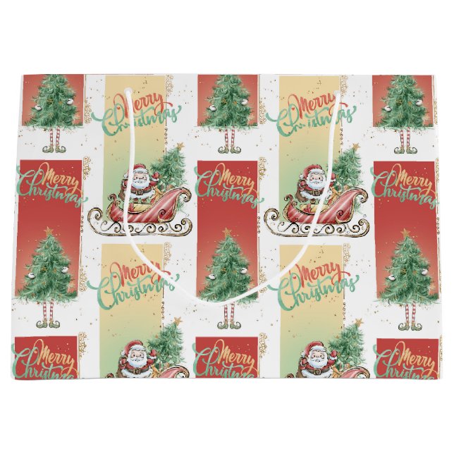 Bolsa de regalo de árbol de Navidad de Santa Sleig (Anverso)