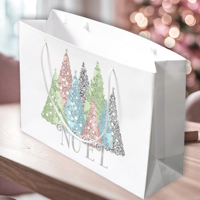 Bolsa de regalo de árbol de Navidad elegante Purpu (Elegant Pastel Glitter Christmas Tree Gift Bag)