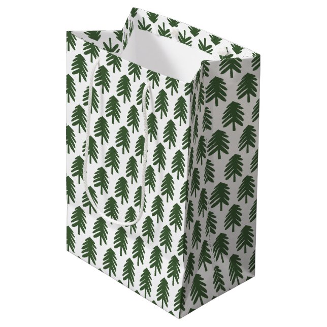Bolsa de regalo de árbol de Navidad verde y blanco (Angulo Anverso)