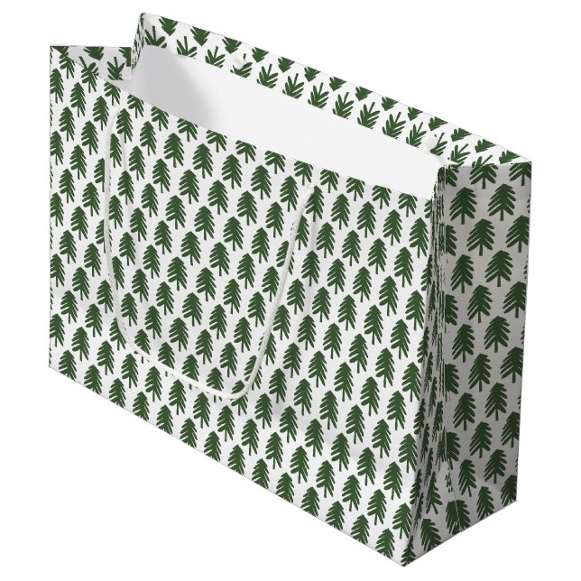 Bolsa de regalo de árbol de Navidad verde y blanco (Angulo Anverso)