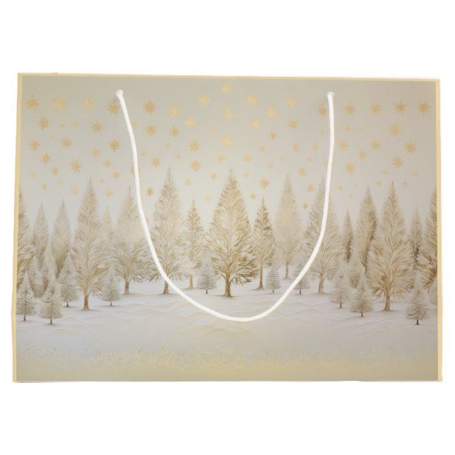 Bolsa de regalo de árboles de Navidad dorados plat (Reverso)