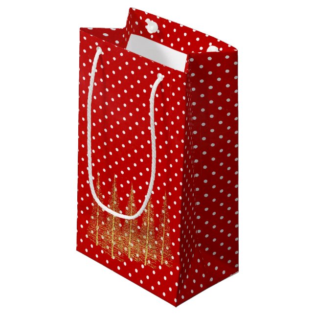 Bolsa de regalo de árboles de navidad rojos y blan (Angulo Anverso)