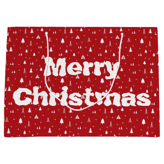 Bolsa de regalo de árboles de Navidad y copos de n (Anverso)