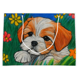 Bolsa de regalo de arte chihtzu puppy crayon en cu