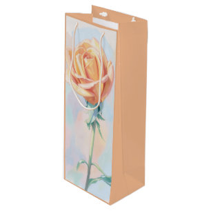 Bolsa de regalo de arte de rosa naranja melocotón 
