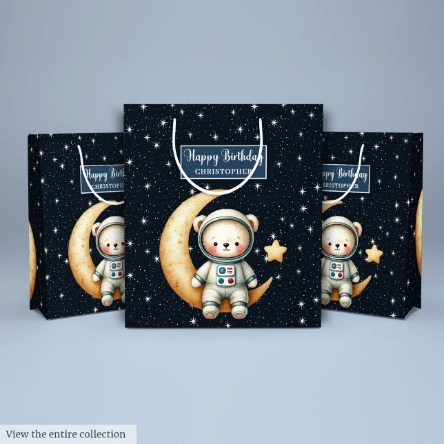 Bolsa de regalo de Astronauta de Teddy para bebé c (Teddy Astronaut Gift Bag for Boy Birthday Bash)