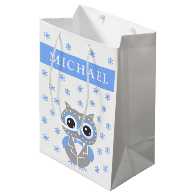 Bolsa de regalo de Baby Boy Baby Shower Cute Owl (Angulo Anverso)