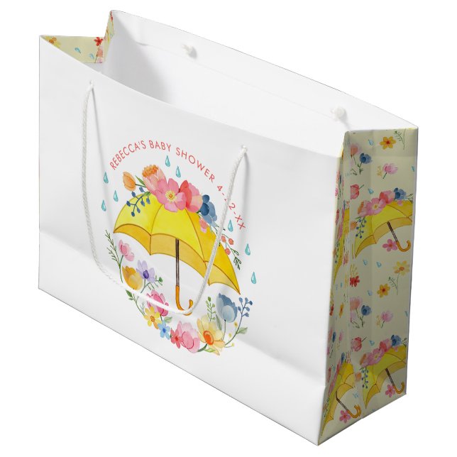 Bolsa de regalo de Baby Shower con acuarela floral (Angulo Anverso)