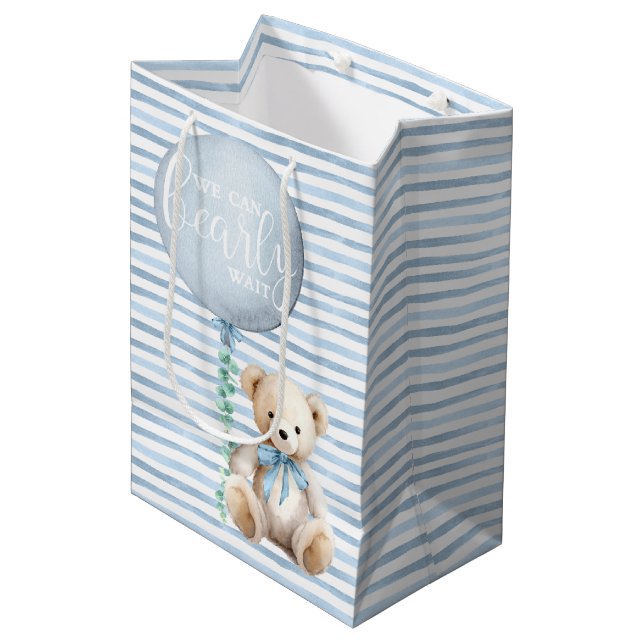 Bolsa de regalo de Baby Shower de Blue Teddy Bear (Angulo Anverso)